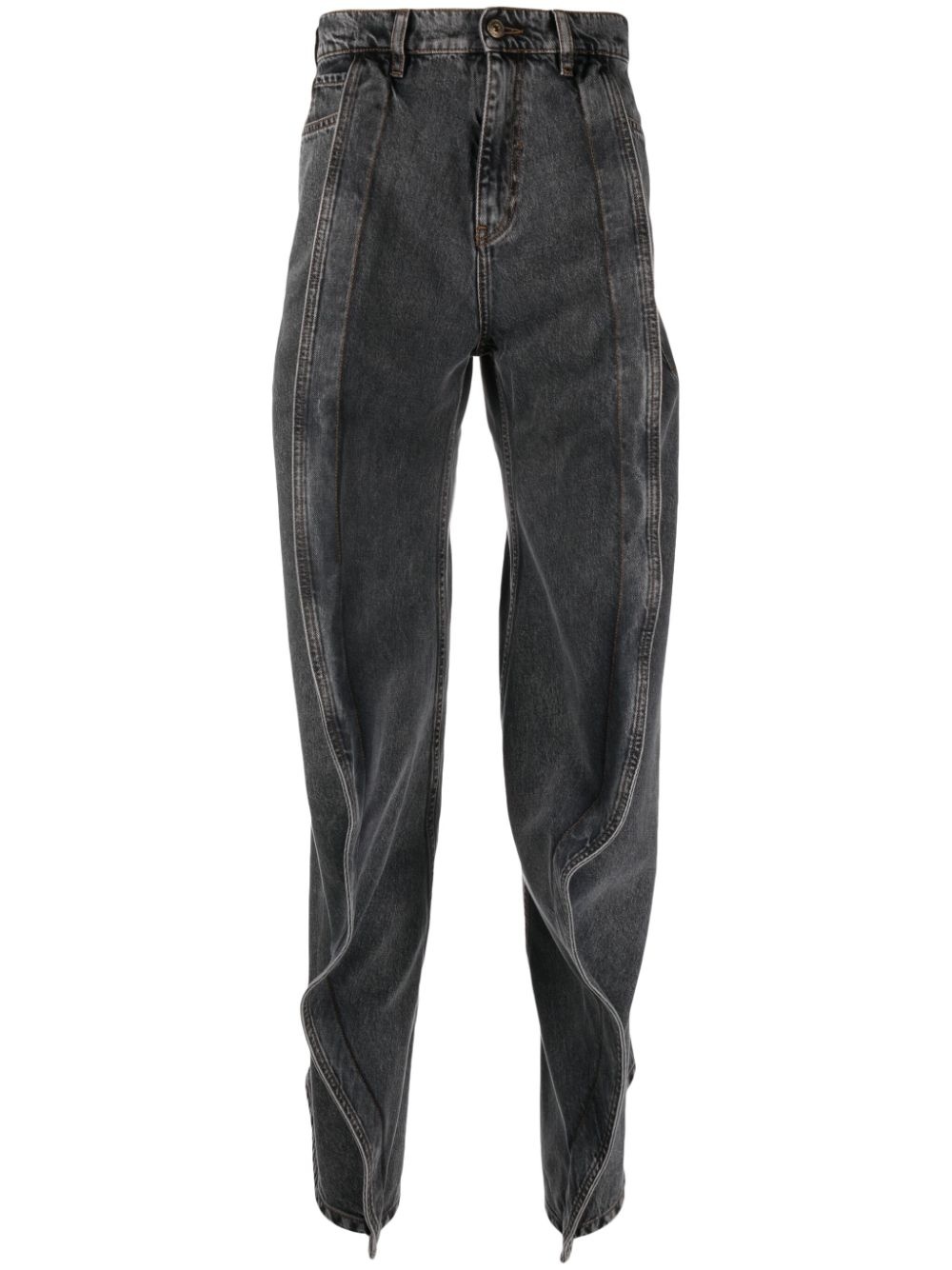 draped low-rise wide-leg jeans - 1