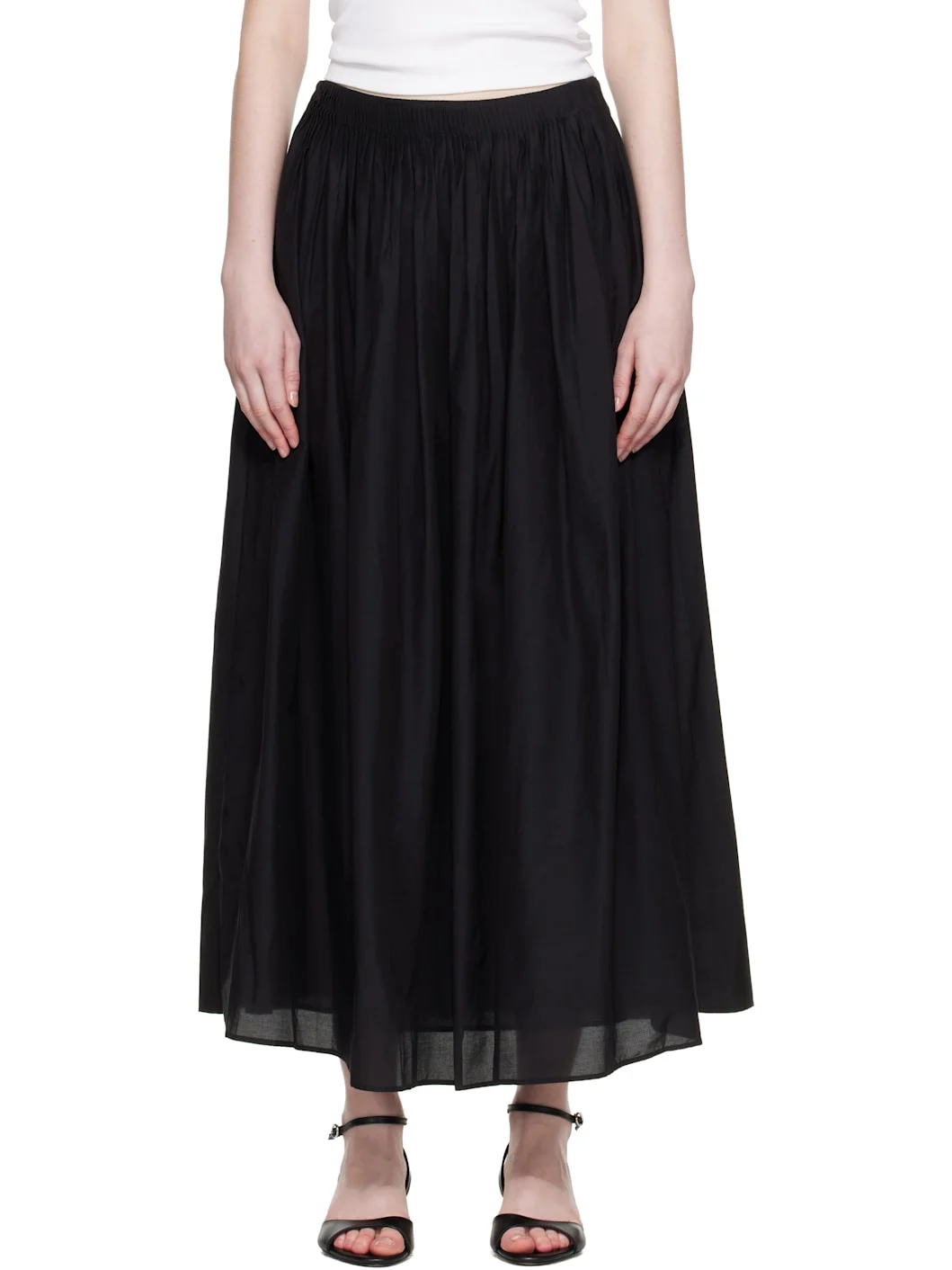 Black Naya Gathered Maxi Skirt - 1