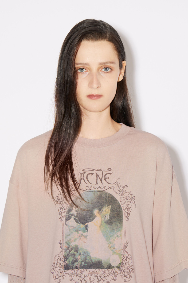 Acne Studios Layered logo t-shirt - Dusty pink - FN-WN-TSHI000621
