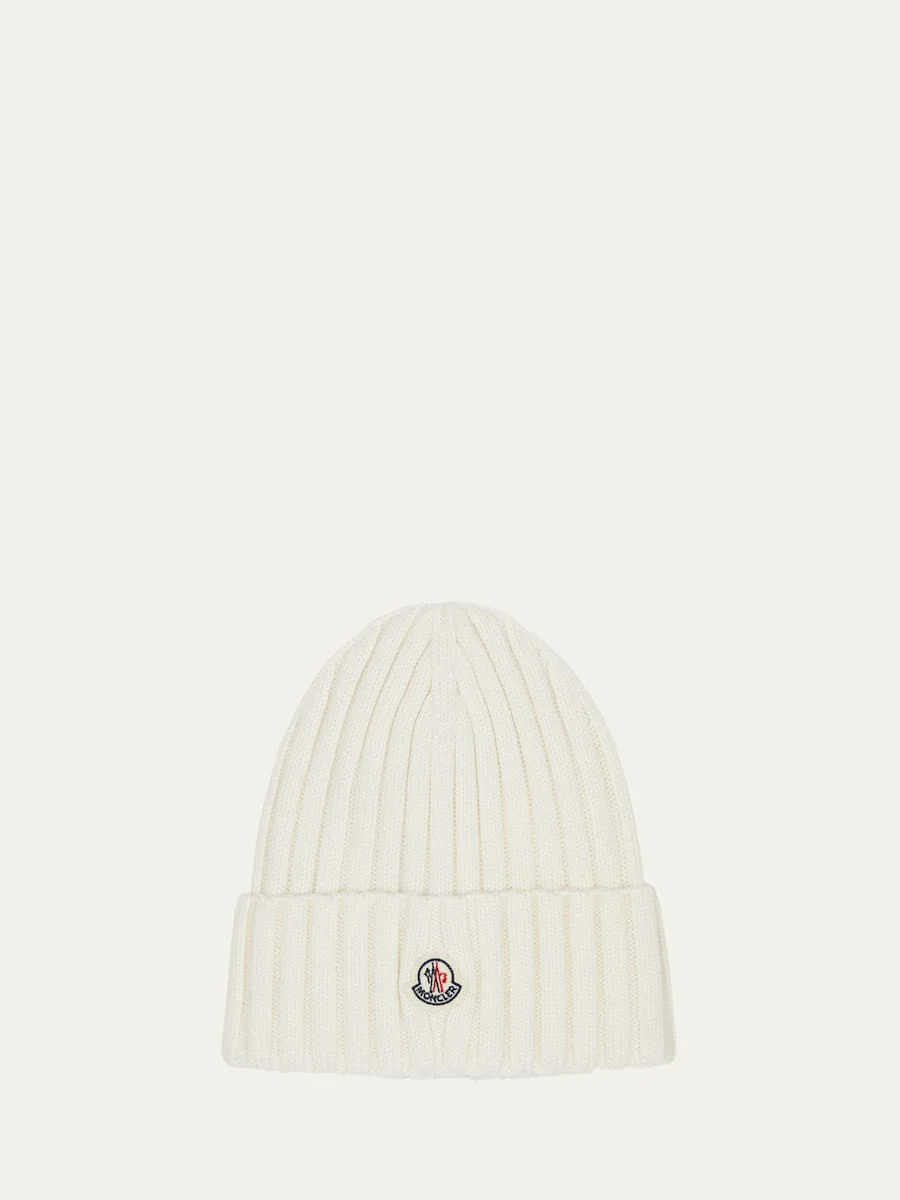 Ribbed Wool Beanie w/ Logo - 1