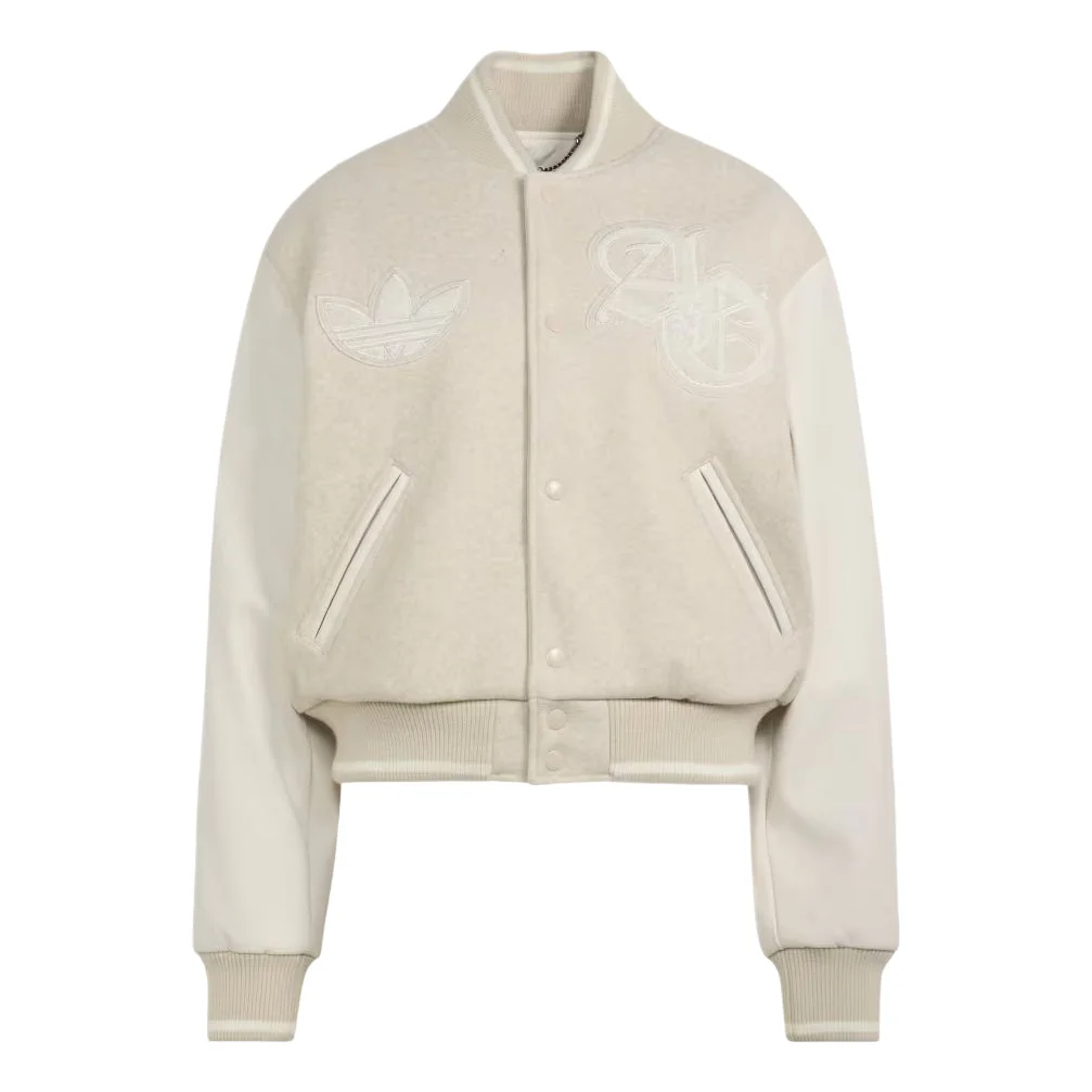 (WMNS) adidas Varsity Jacket Asia Sizing 'Alumina Chalk White' KQ5837 - 1