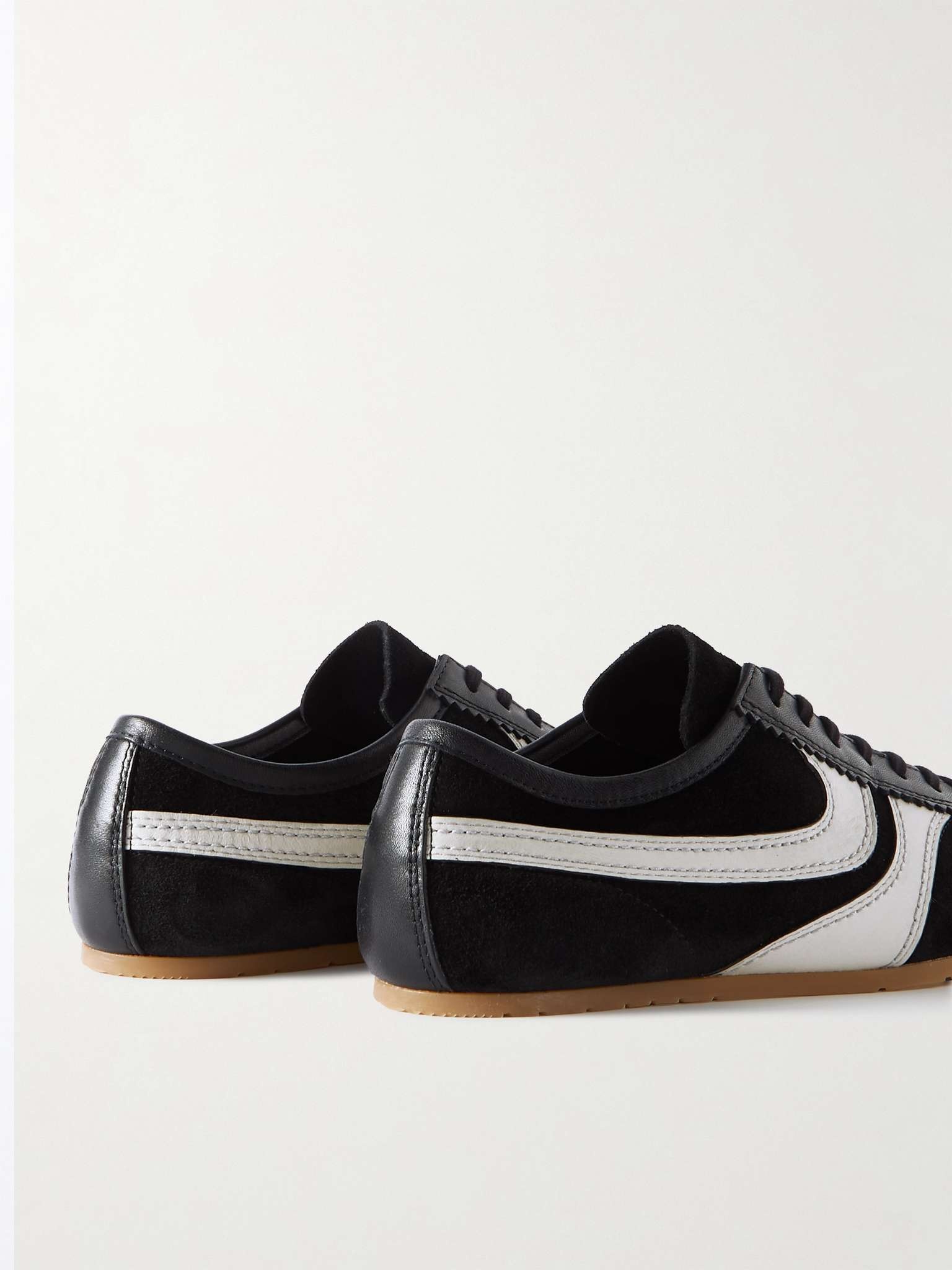 Leather-Trimmed Suede Sneakers - 5
