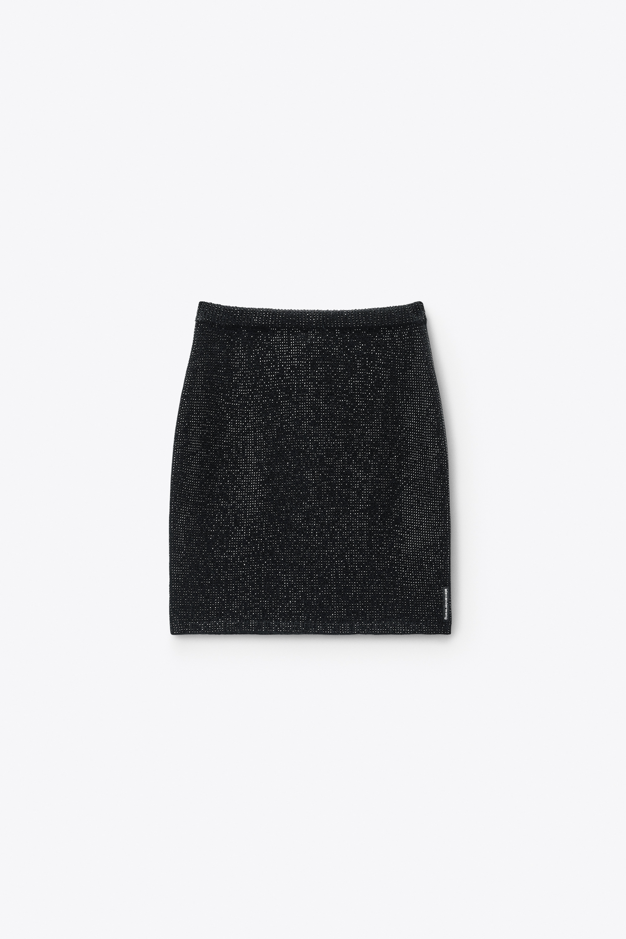 Black Wool-Blend Hotfix Miniskirt - 1