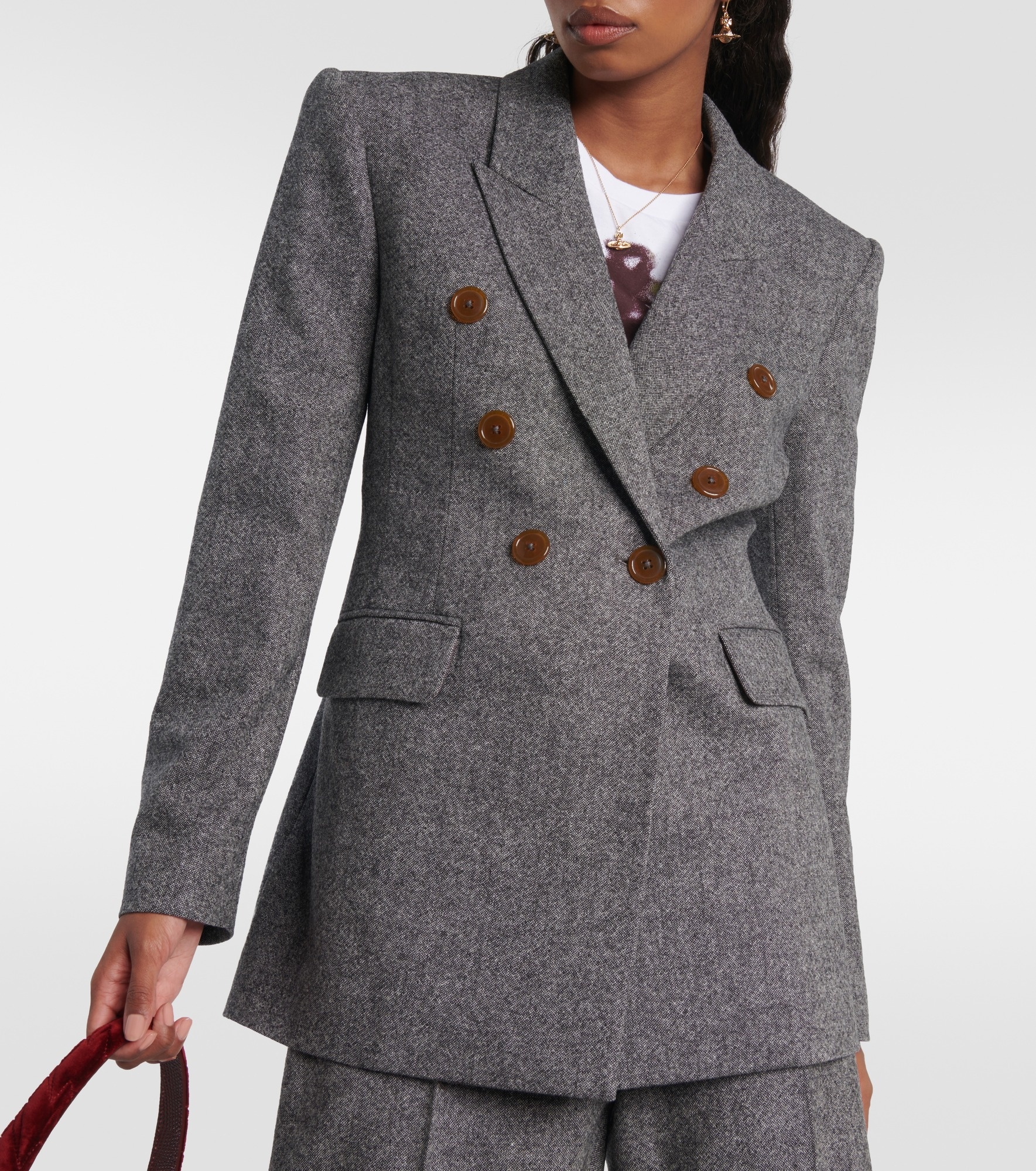 Wool-blend double breasted blazer - 6