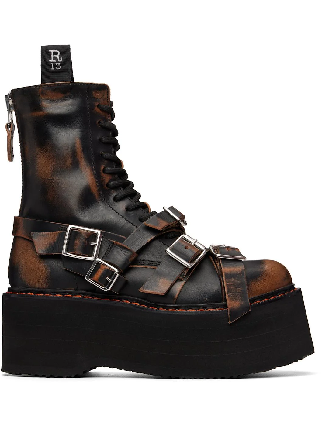 Black Strapped Double Stack Boots - 1