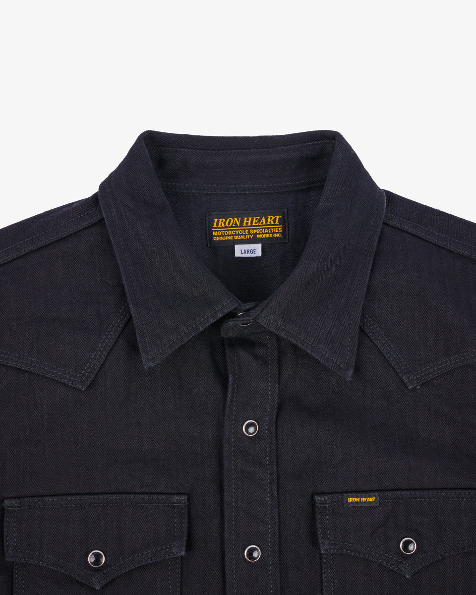 IHSH-410-BLK 14oz Herringbone CPO Western Shirt - Black - 4