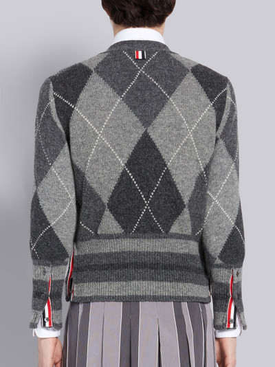 Thom Browne Tonal Grey Shetland Wool Argyle Print V-neck Cardigan outlook