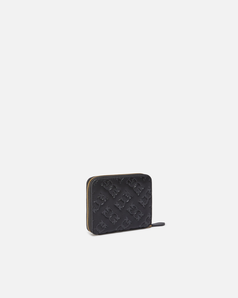 PINKO SQUARE LEATHER WALLET WITH DEBOSSED MONOGRAM MOTIF outlook