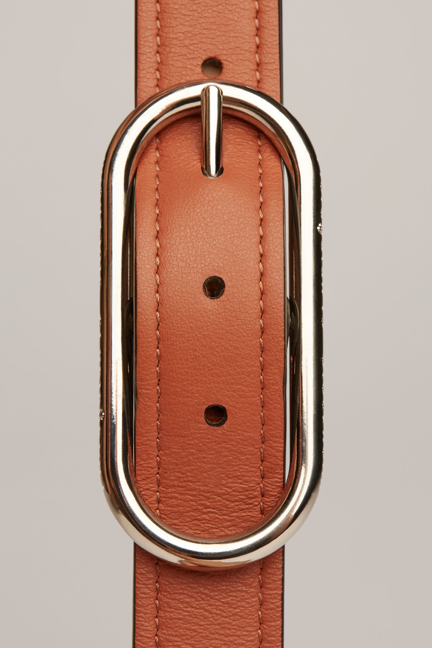 Logo-buckle leather belt almond brown - 4