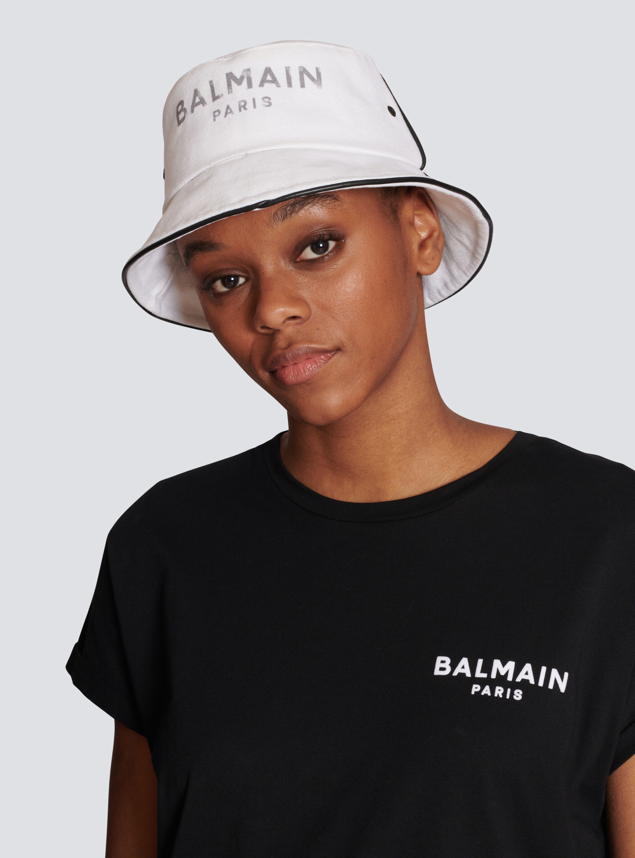 Cotton and leather B-Army bucket hat with Balmain logo - 2