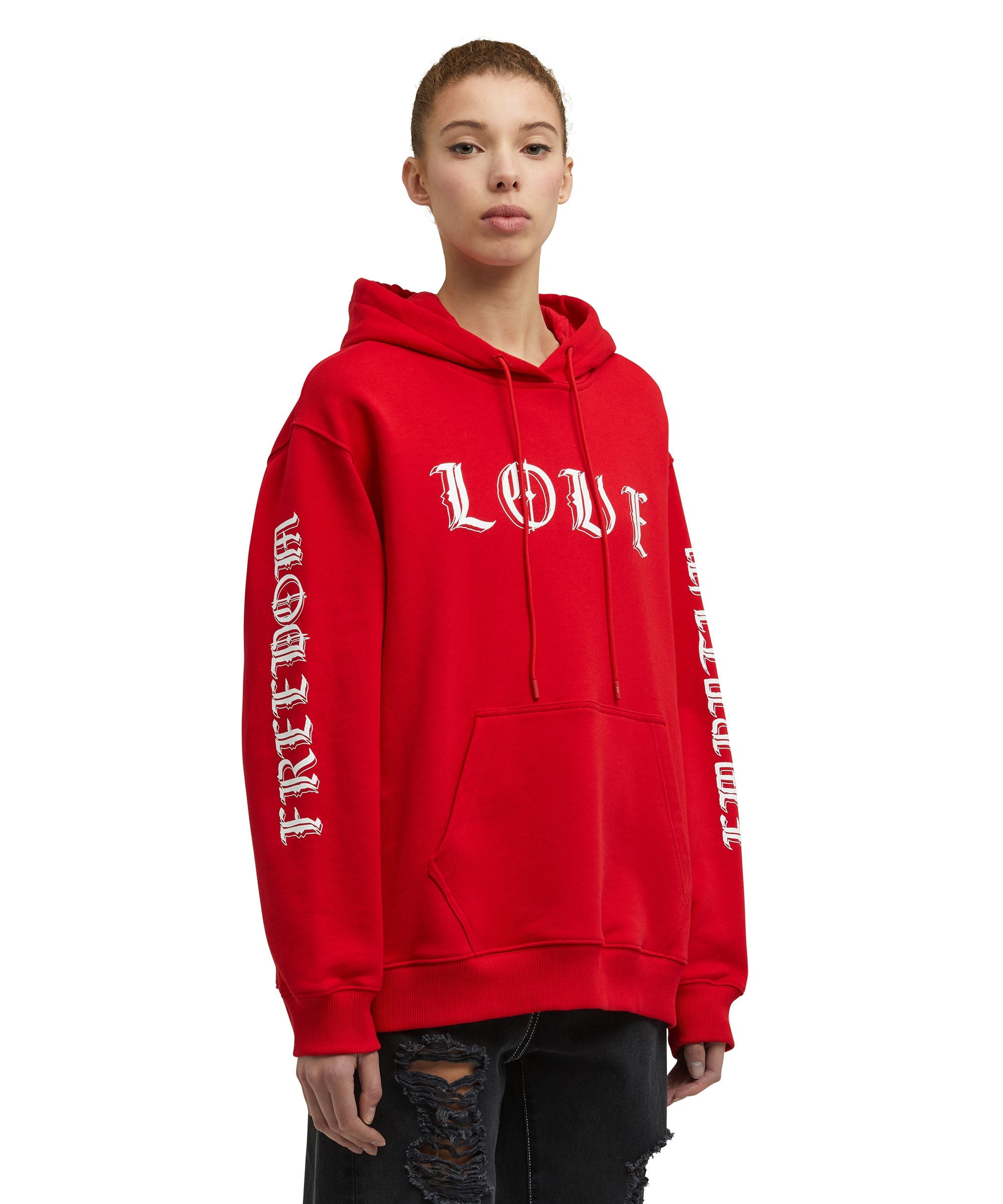 Hooded sweatshit with "Love, Freedom, Empathy" print - 3