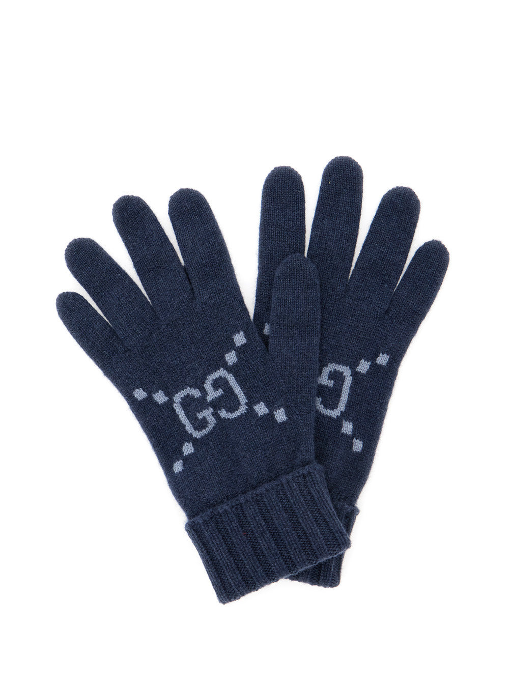 Gucci Women Blue Gloves With Gg Logo Detail On The Front In Cashmere Woman - 3