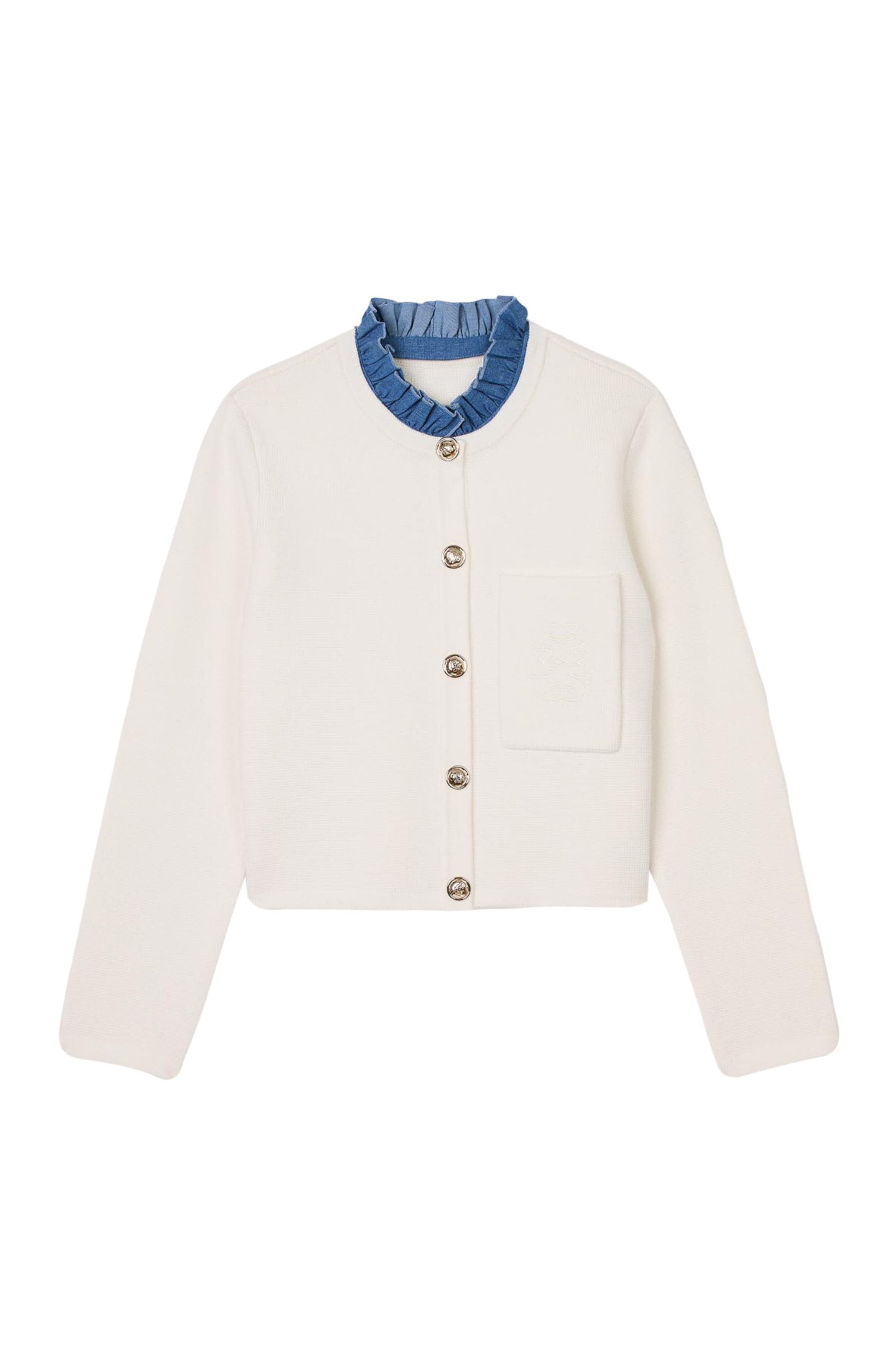 SANDRO High-neck cardigan in Ecru at Nordstrom - 6