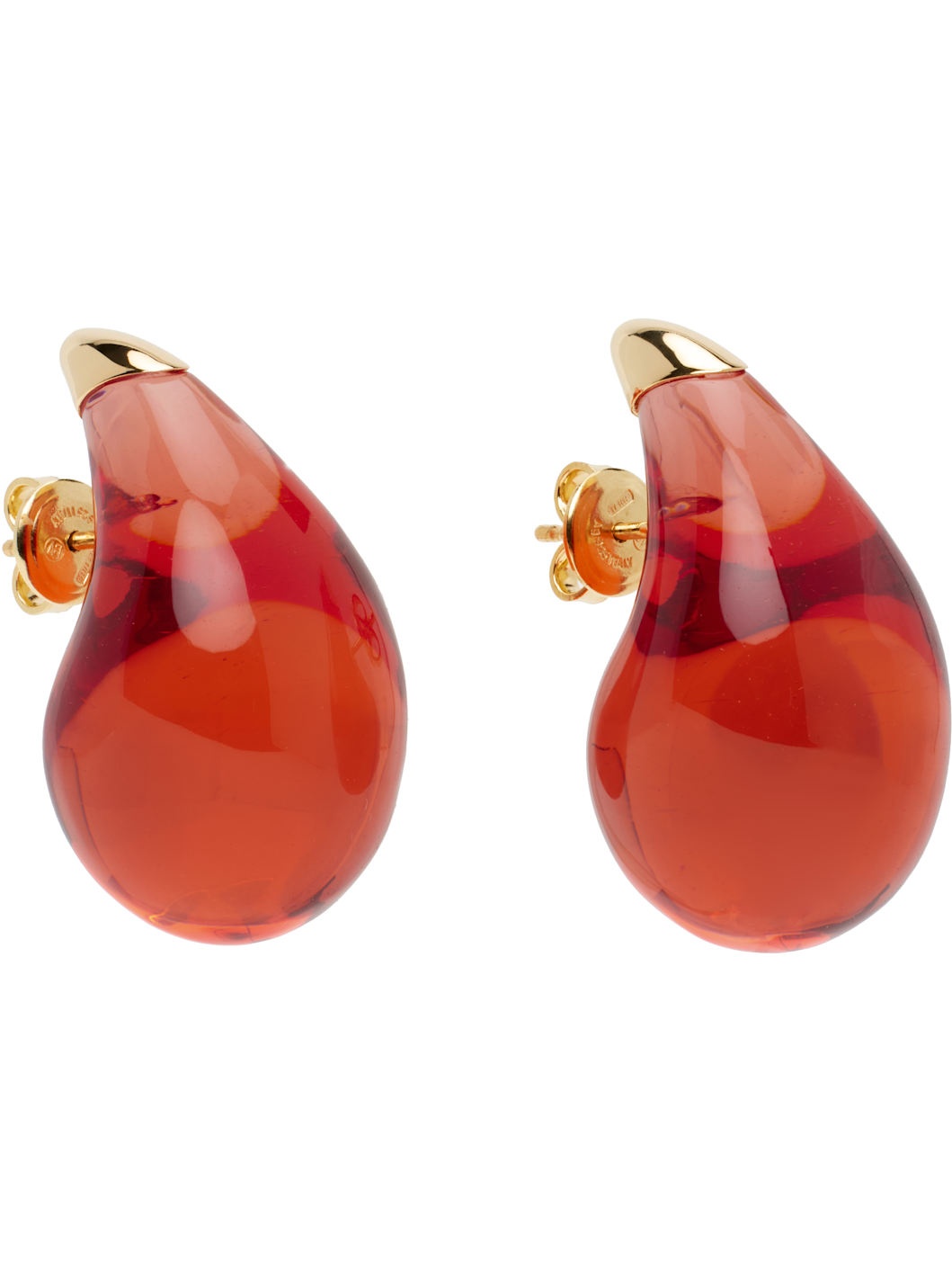 Gold & Red Small Drop Earrings - 2