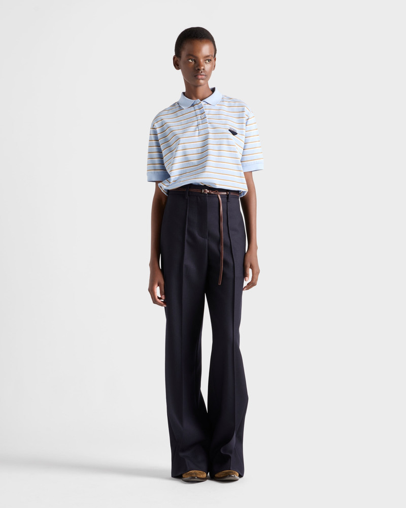 Prada Cropped striped piqué polo shirt outlook