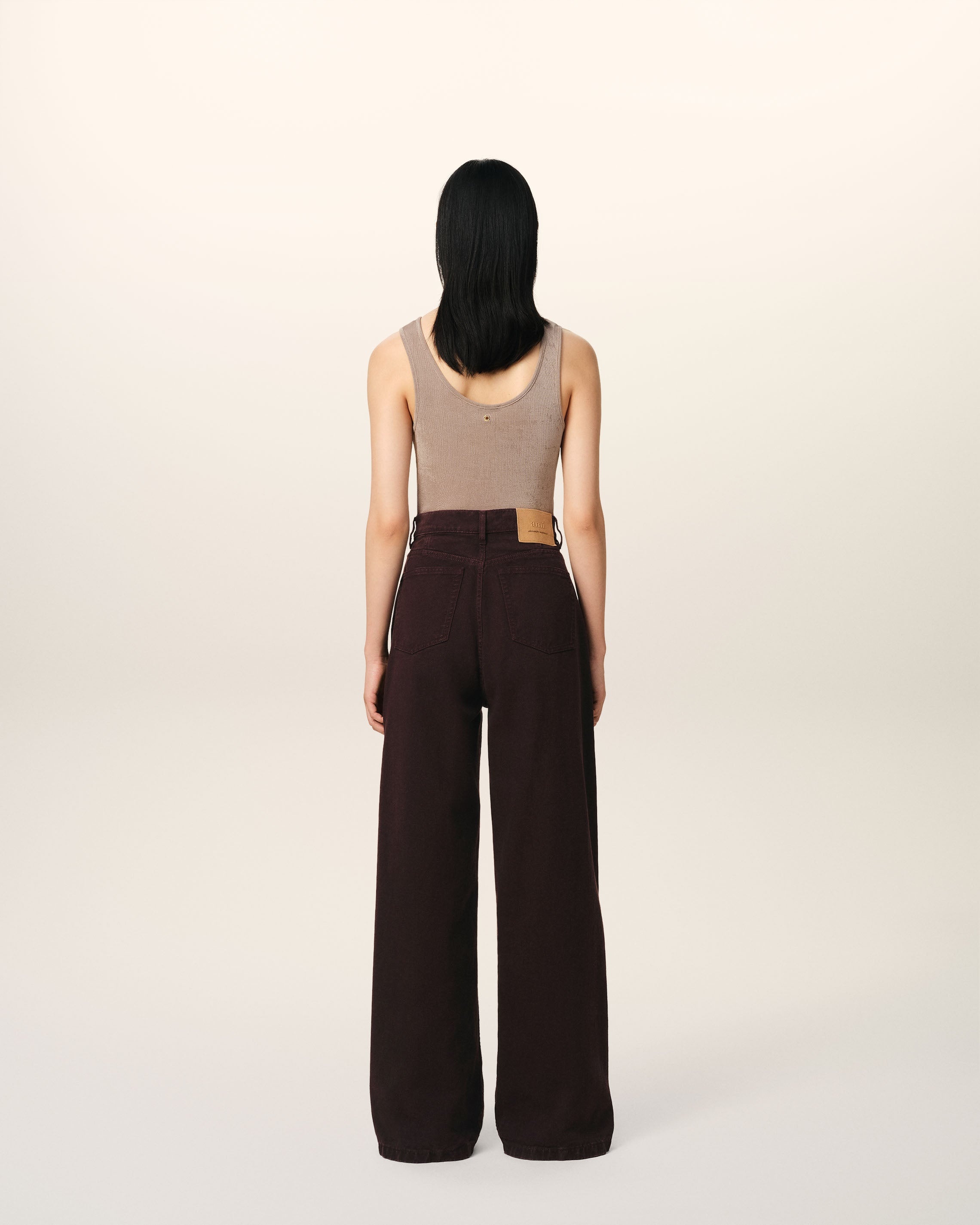 BURGUNDY COTTON WIDE FIT JEANS - 4
