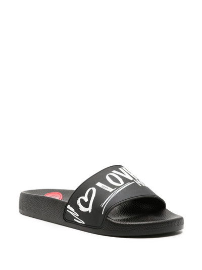 Moschino logo-print grained-texture slides outlook