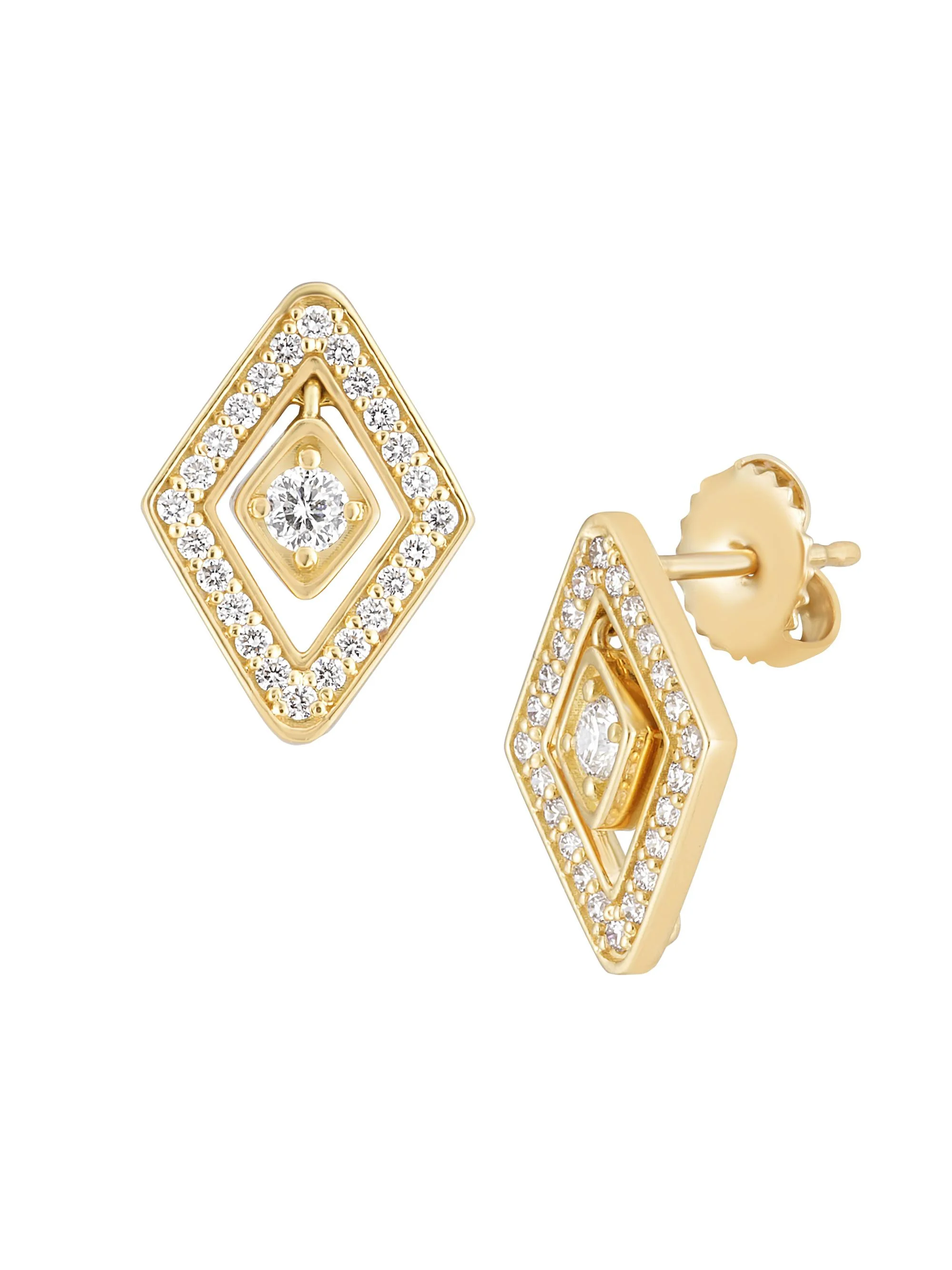 Women's Diamante 18K Yellow Gold & 0.55 TCW Diamond Drop Earrings - Yellow Gold - 1