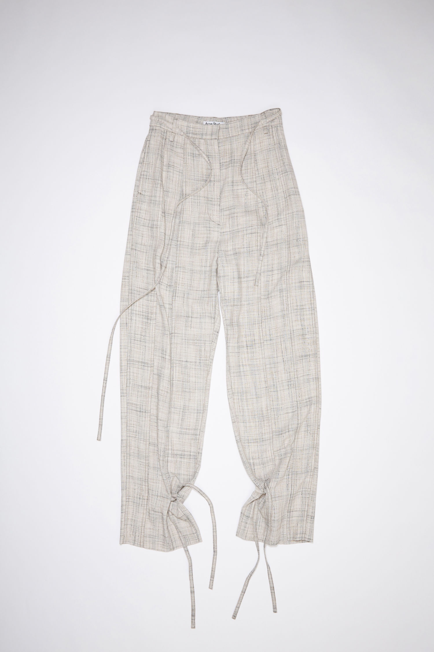 Ribbon tie trousers - Beige/grey - 4