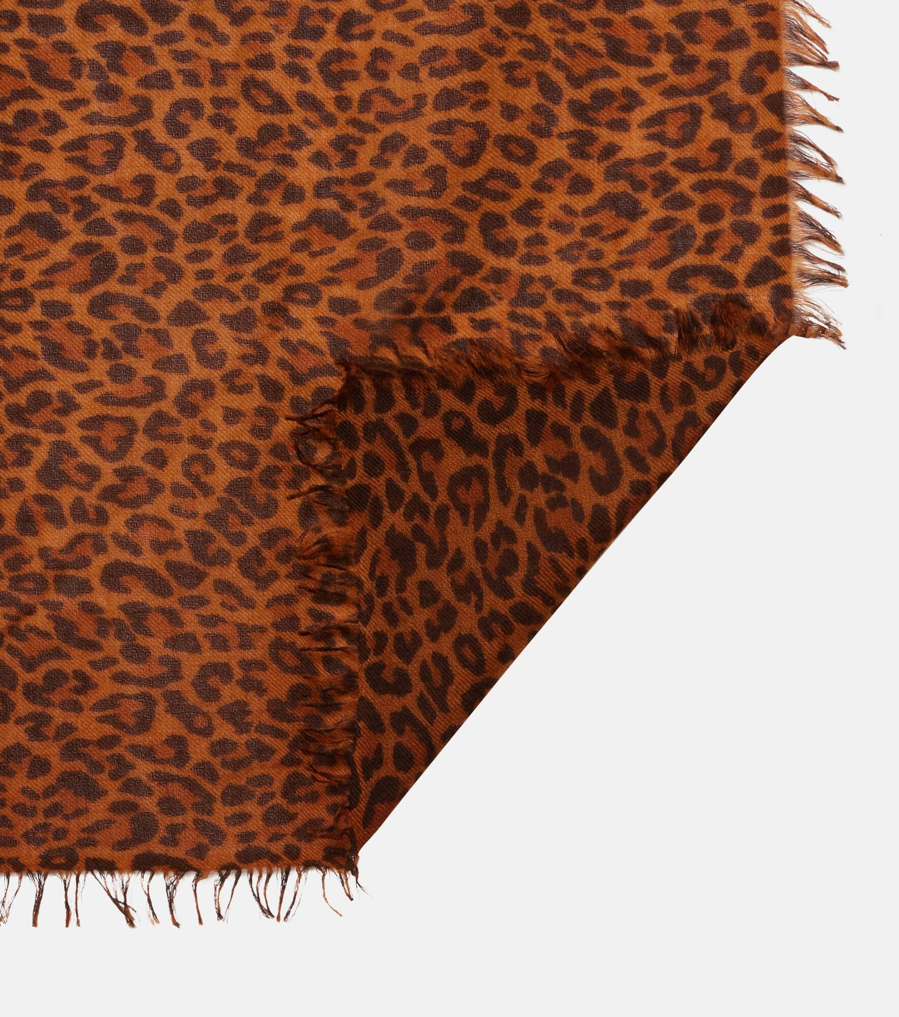 Leopard-print cashmere and wool scarf - 5