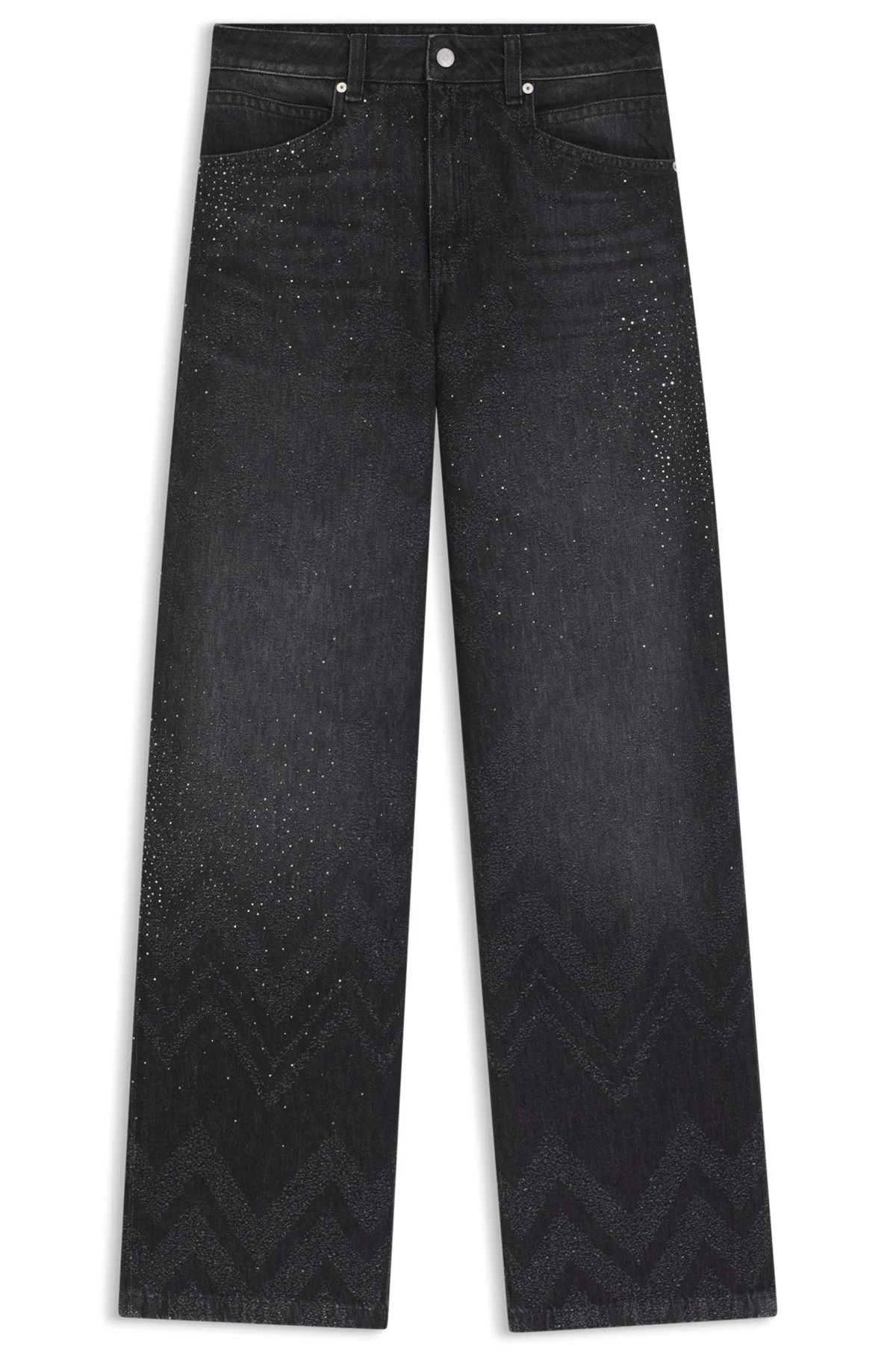 WIDE-LEG JEANS IN CRYSTAL-EMBELLISHED DENIM - 1