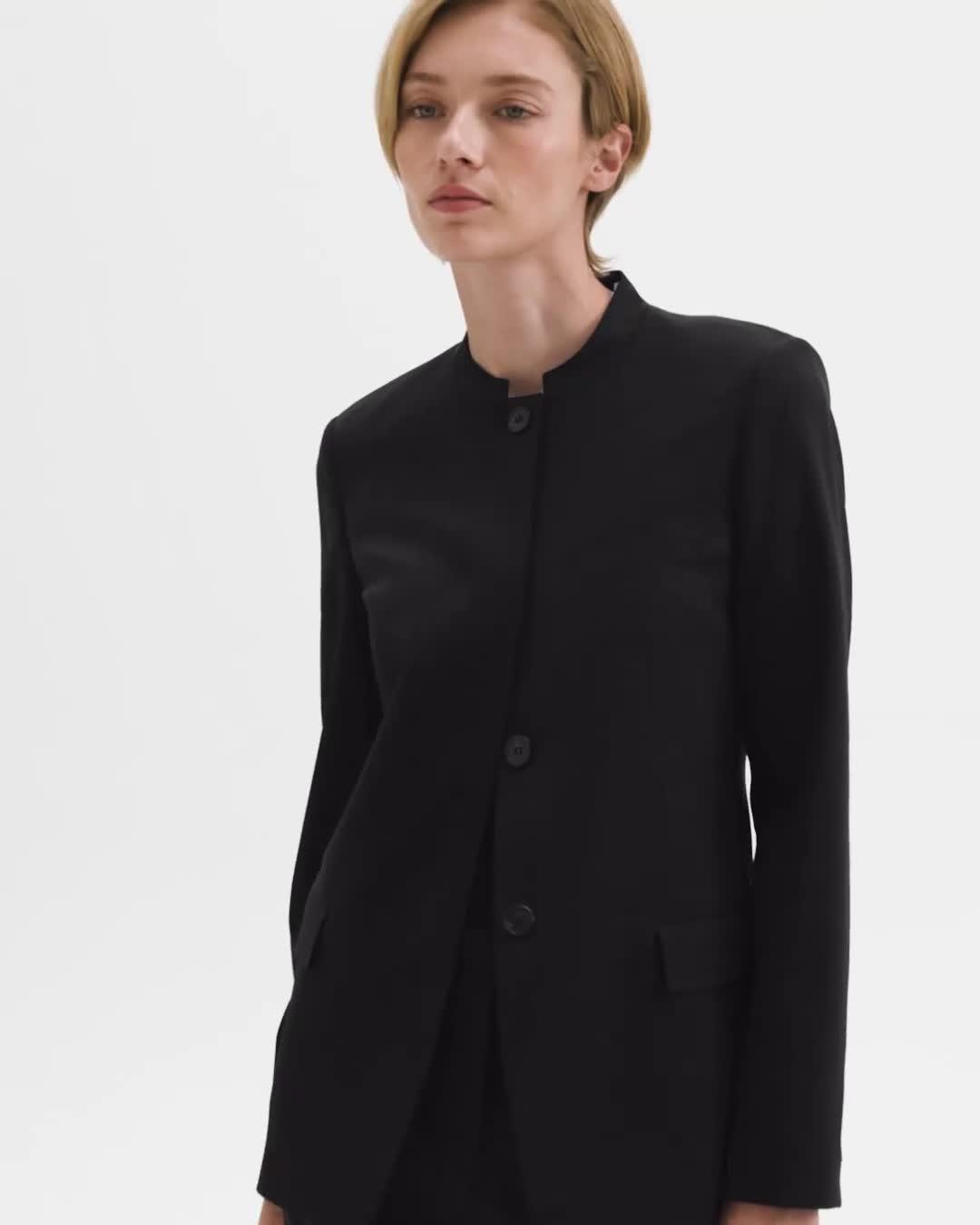 Stand-Collar Blazer in Wool Gabardine - 7