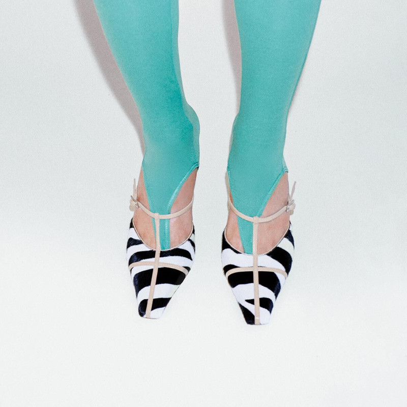 Gloria Mule 85 Natural Zebra Print Pony Leather Mules 6