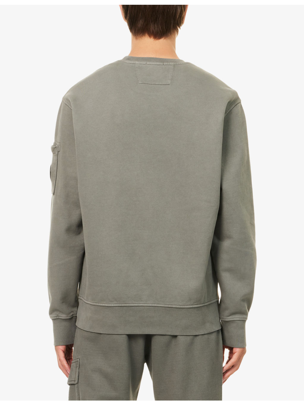 Branded-Lens Patch Crewneck Cotton Sweater - 4