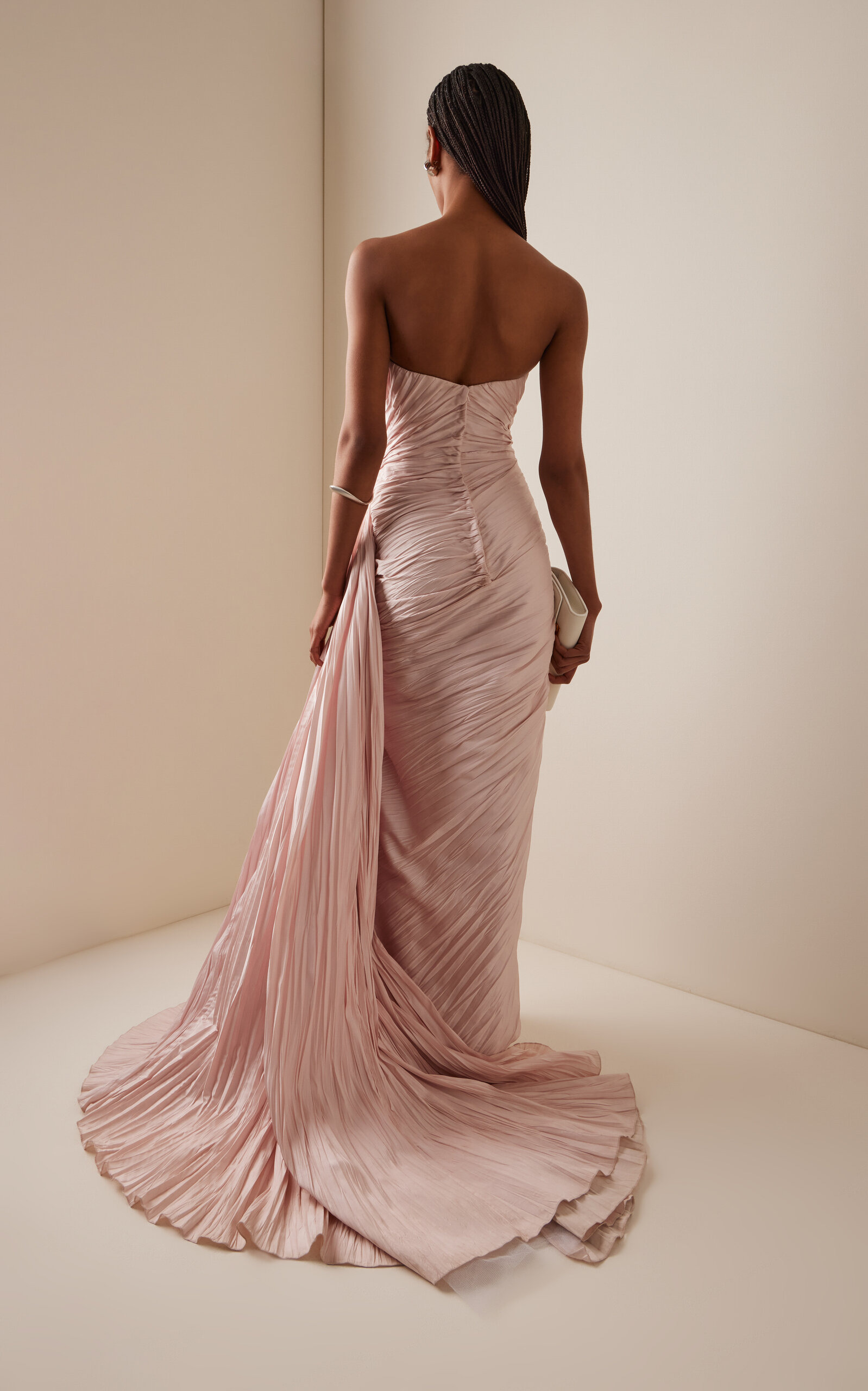Hand-Pleated Silk Gown pink - 4