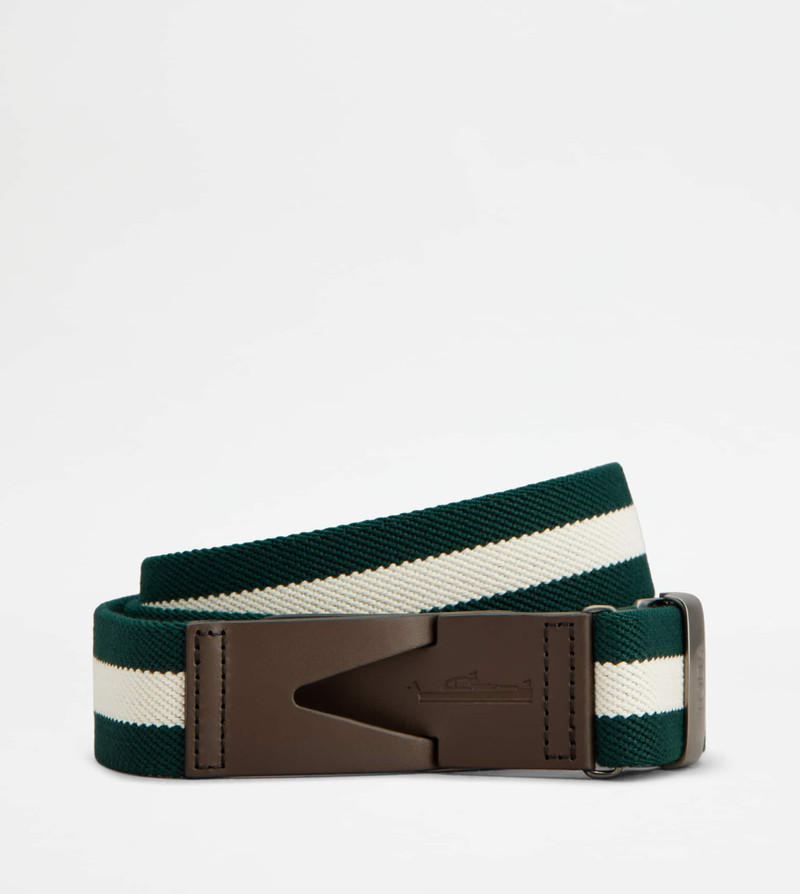 BELT IN CANVAS AND LEATHER - GREEN, WHITE, BROWN 1