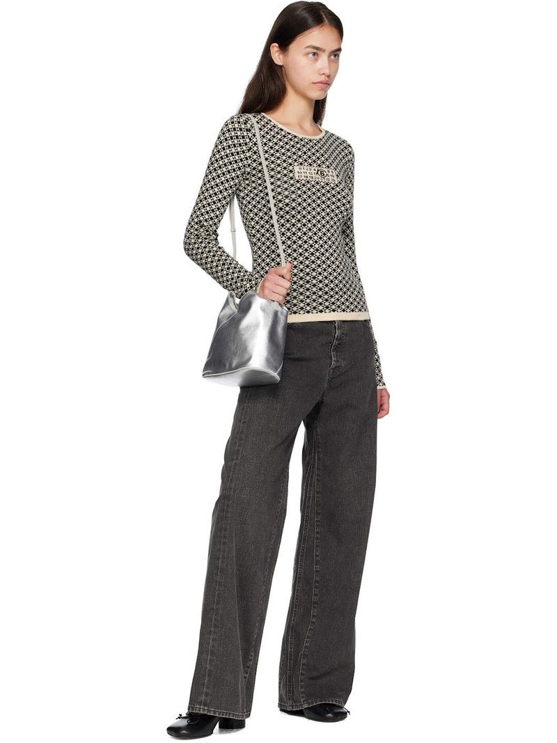 MM6 Maison Margiela Beige & Black Allover Check Sweater outlook