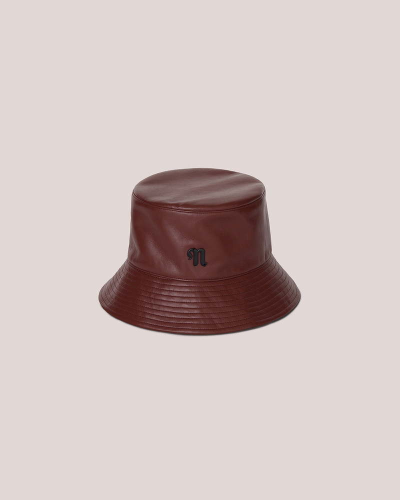 CARAN - Regenerated Leather bucket hat - Mahogany 1