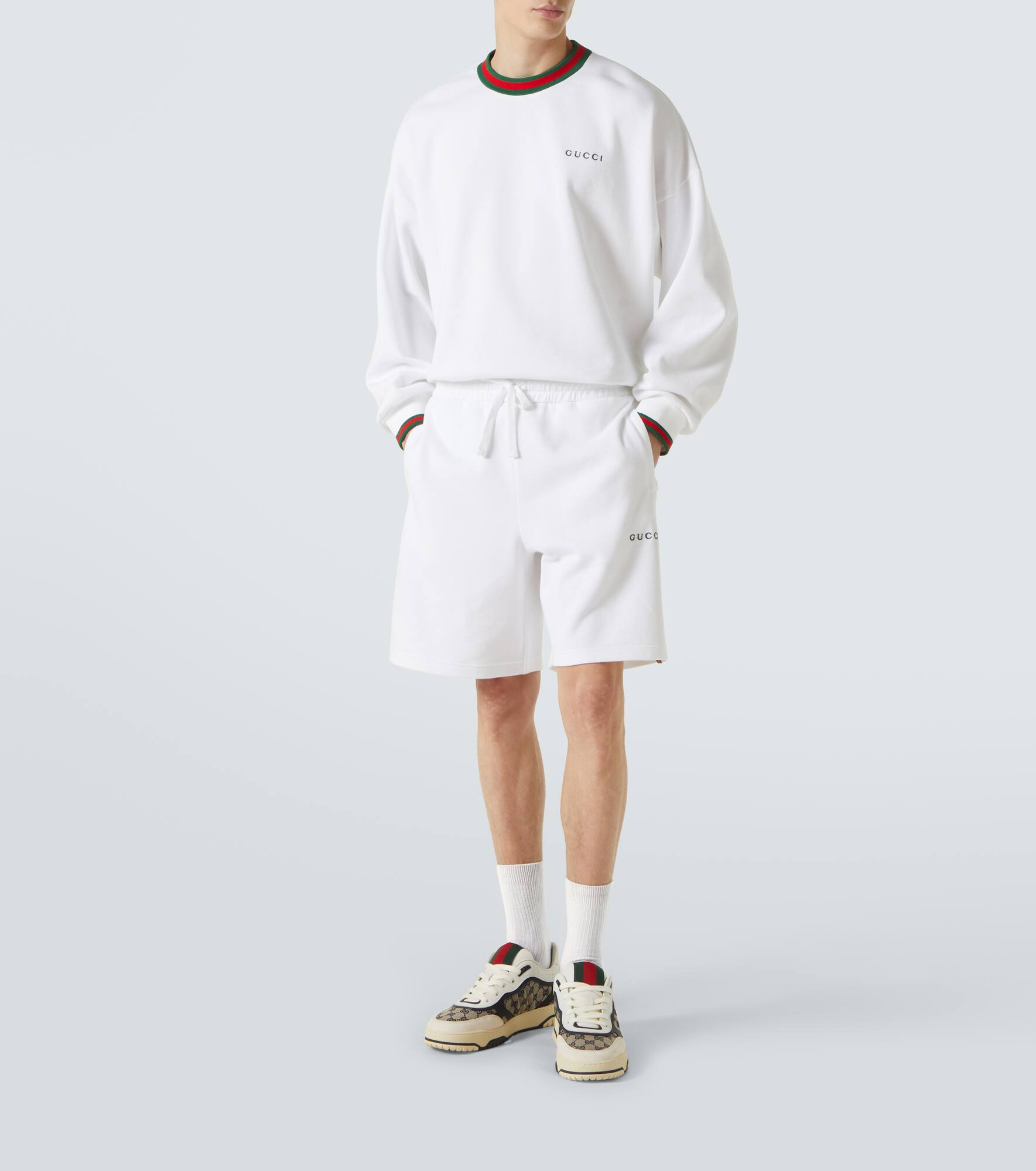 Webstripe cotton jersey shorts - 2