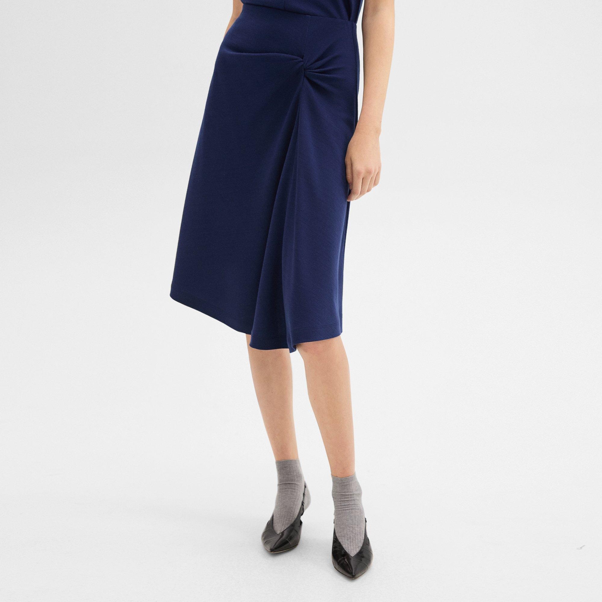 Twisted Midi Skirt in Viscose-Wool - 5