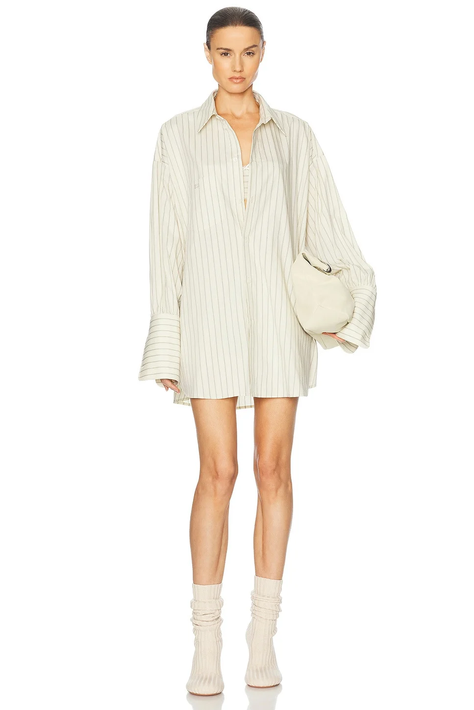 Pinstripe Poplin Oversized Shirt - 1