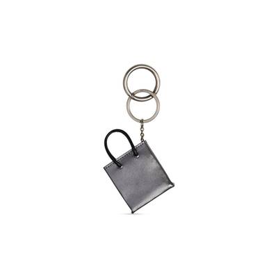 BALENCIAGA Mini Shopping Keychain in Silver outlook