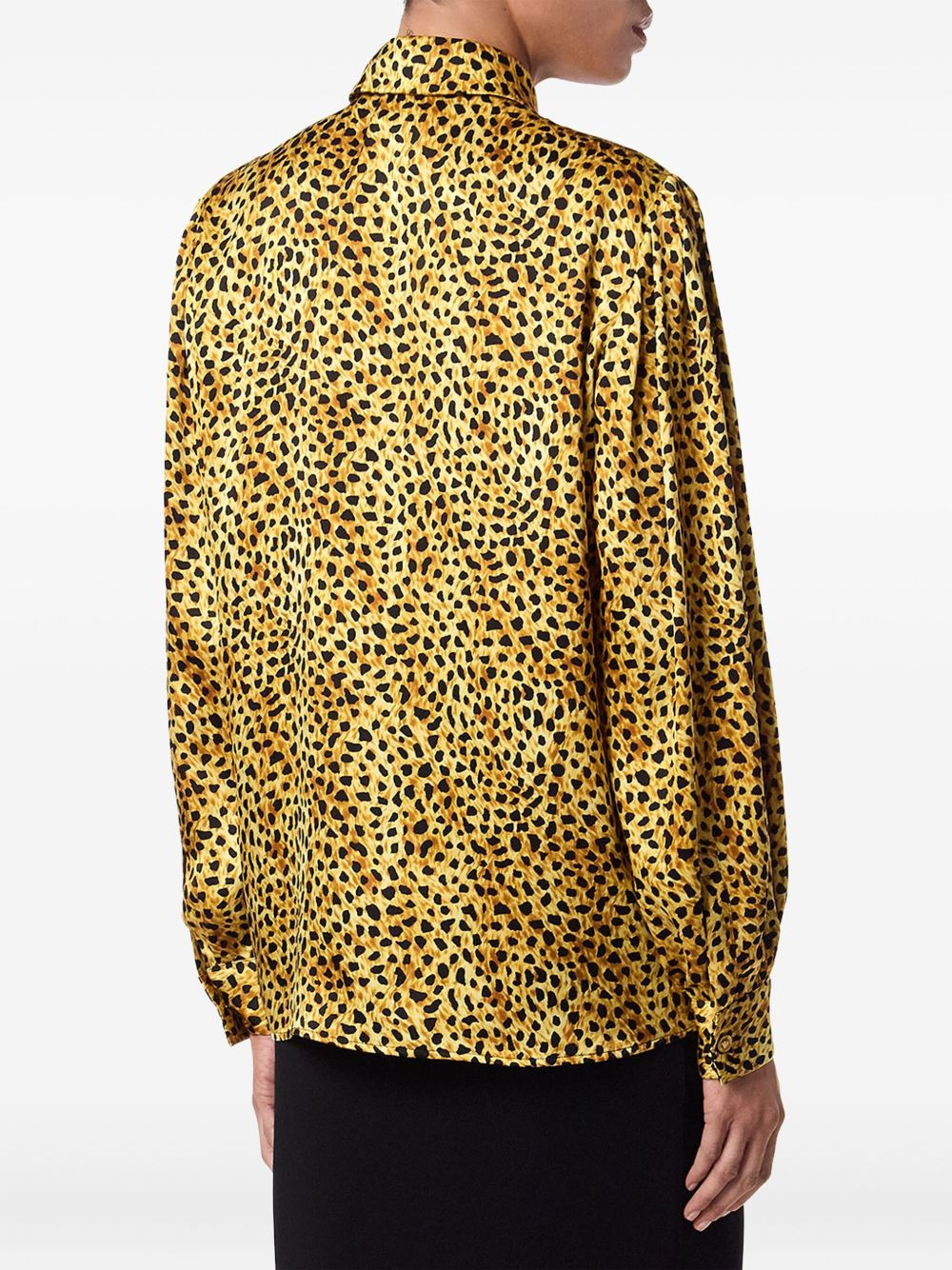 cheetah-print tie-neck blouse - 4