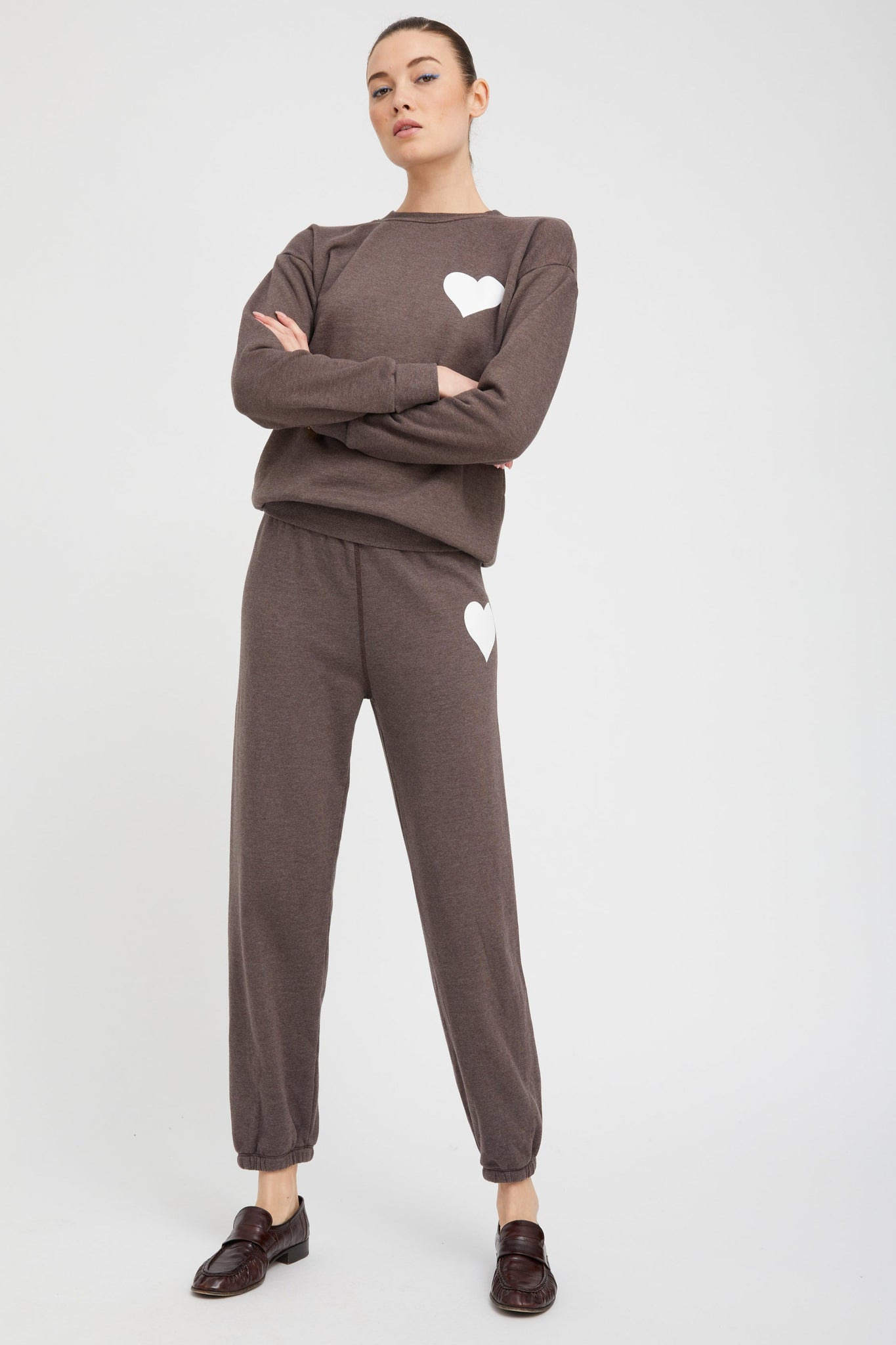 HEATHER BROWN HEART SWEATSHIRT - 3
