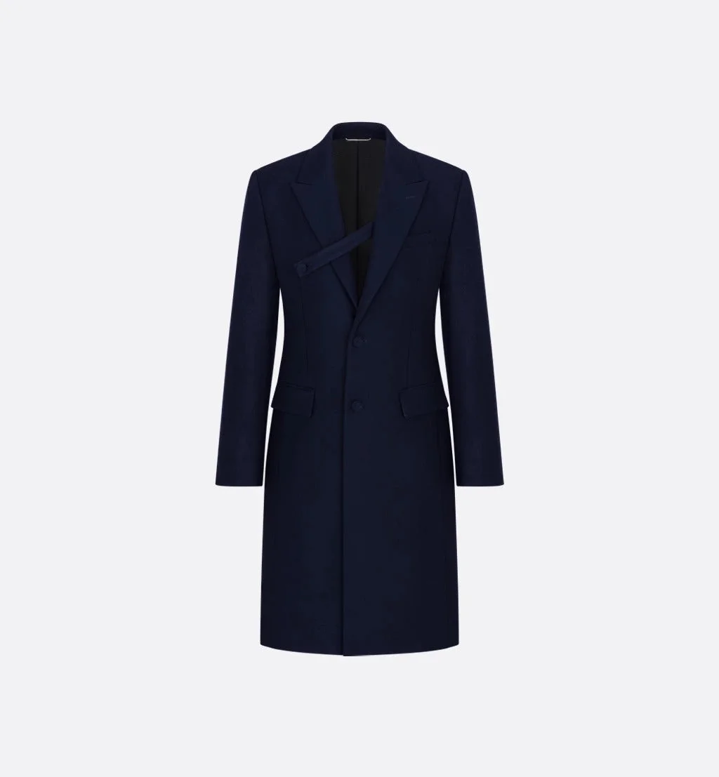 Dior Virgin Wool Long Coat Blue - 1