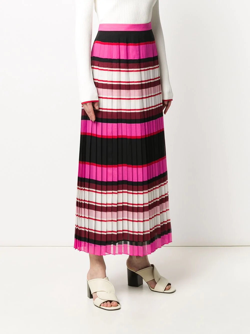 striped pleated silk skirt - 3