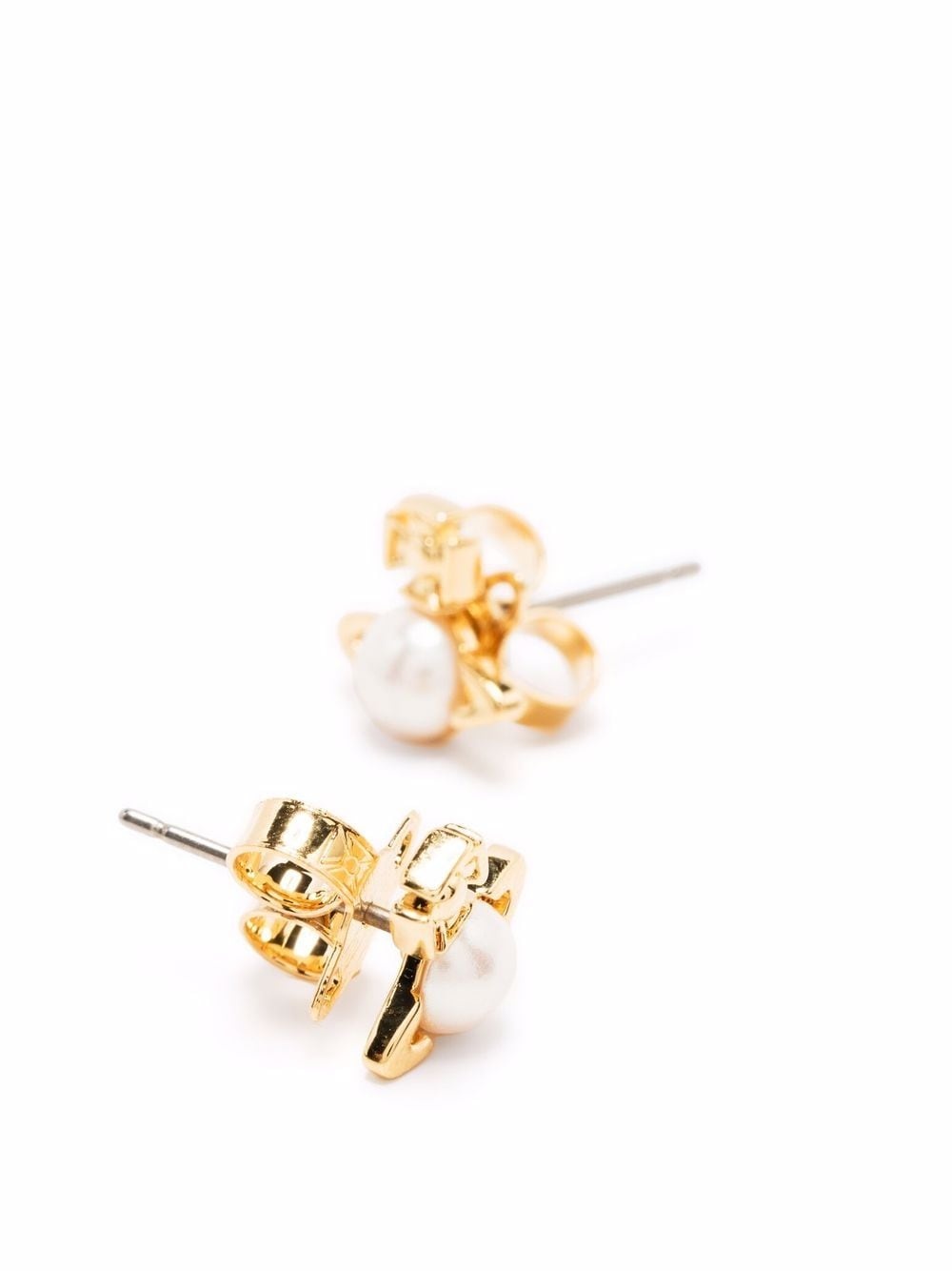 logo faux-pearl earrings - 3