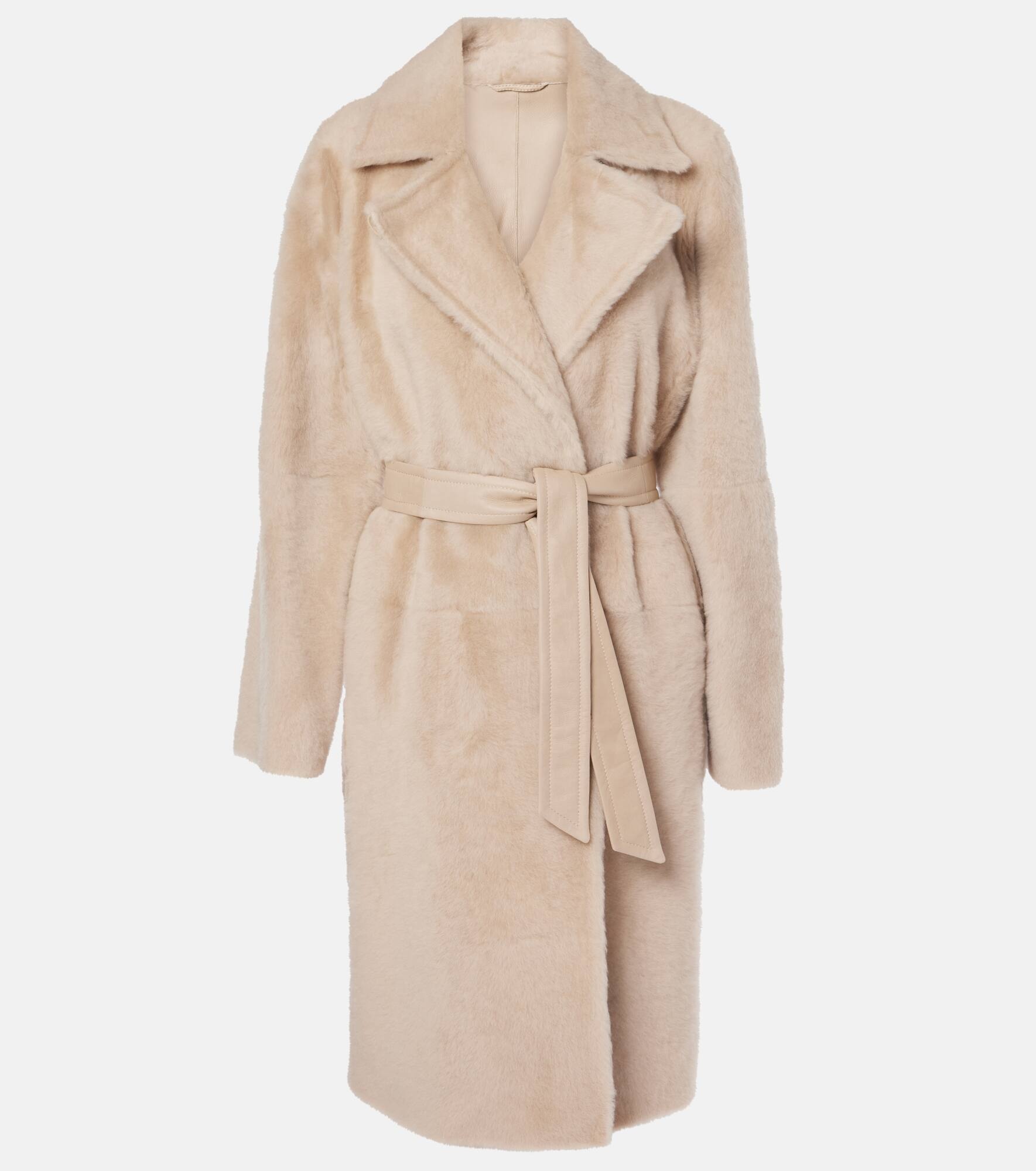 Ulzio belted camel hair coat - 1