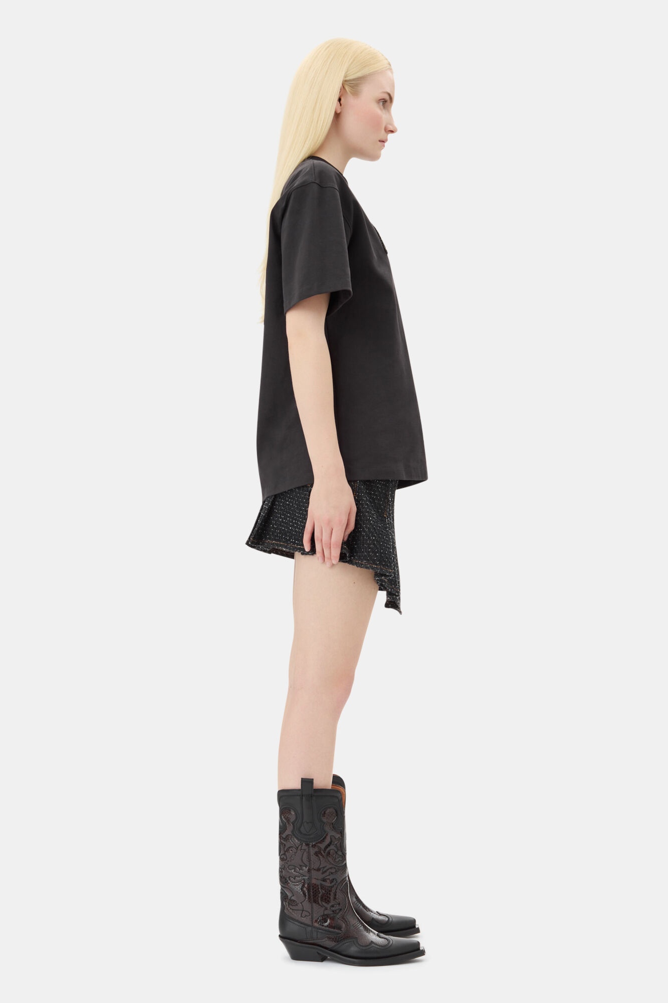 BLACK HEAVY COTTON DROP SHOULDER T-SHIRT - 4