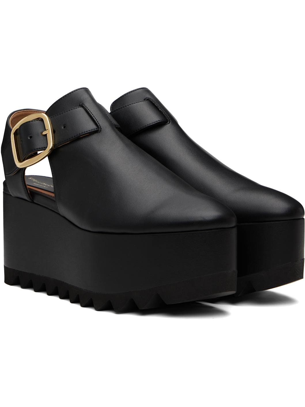 Black Elyse Closed-Toe T-Bar Platform Sandals - 4