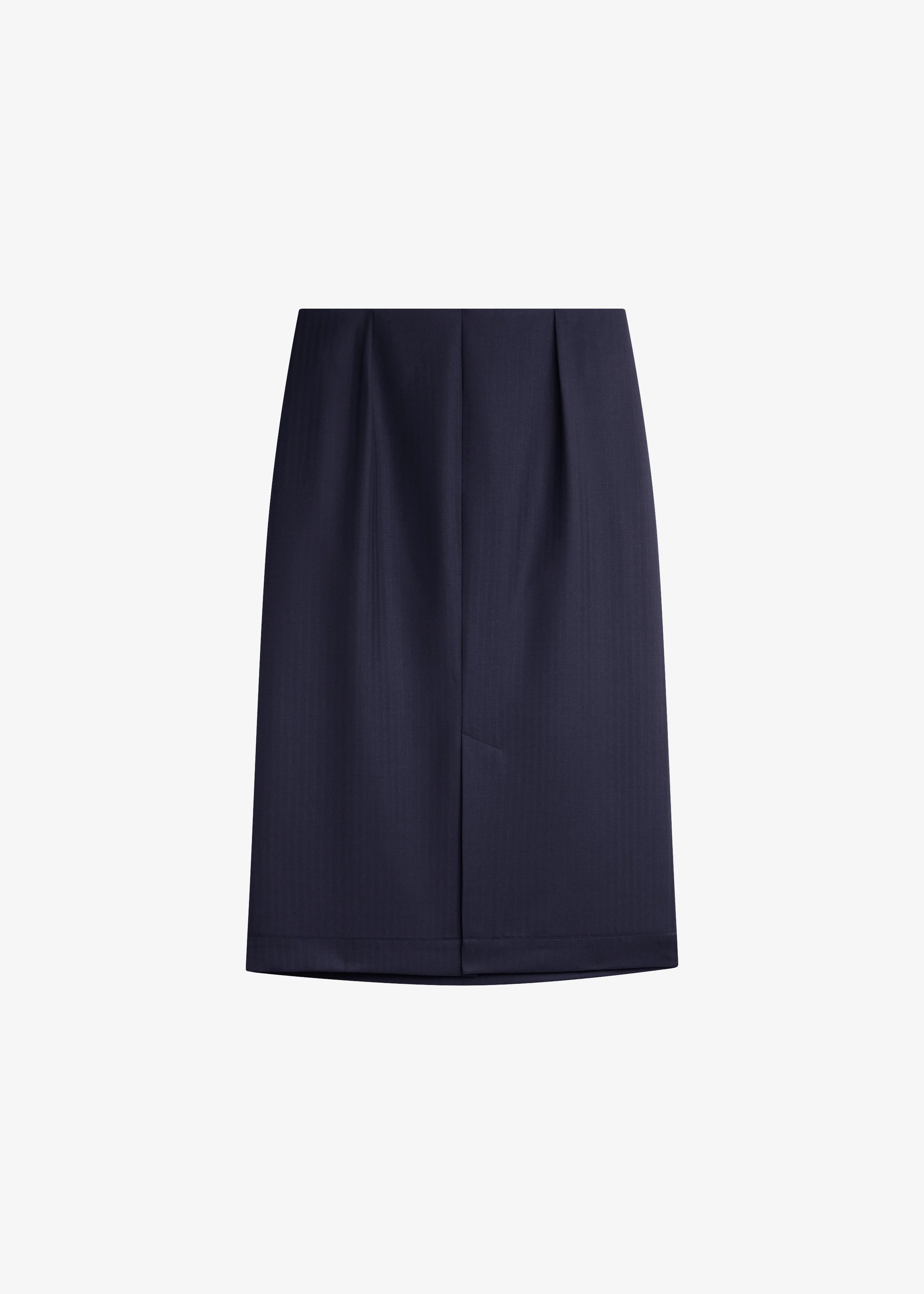 Viviana Chevron Tailored Midi Skirt - Dark Navy - 1