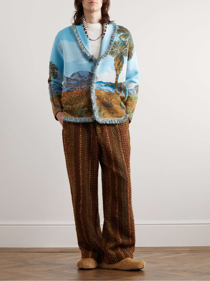 Alanui Fringed Cotton, Wool and Silk-Blend Jacquard Cardigan outlook
