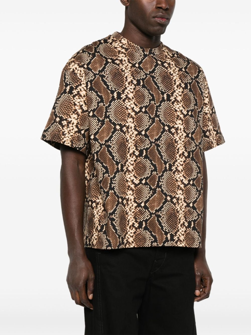 snake-print cotton T-shirt - 3