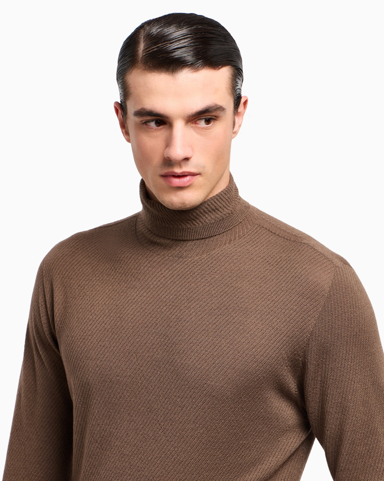 VIRGIN WOOL, SILK AND CASHMERE MOCK-NECK JUMPER - 5