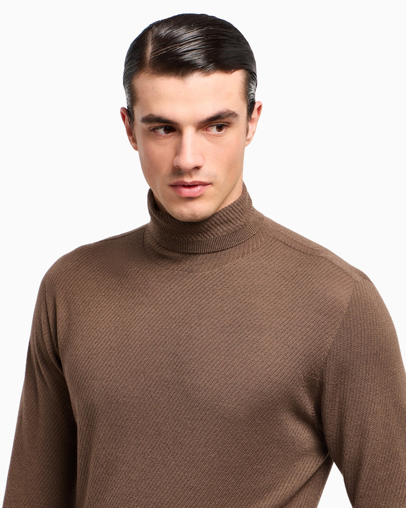 VIRGIN WOOL, SILK AND CASHMERE MOCK-NECK JUMPER 5