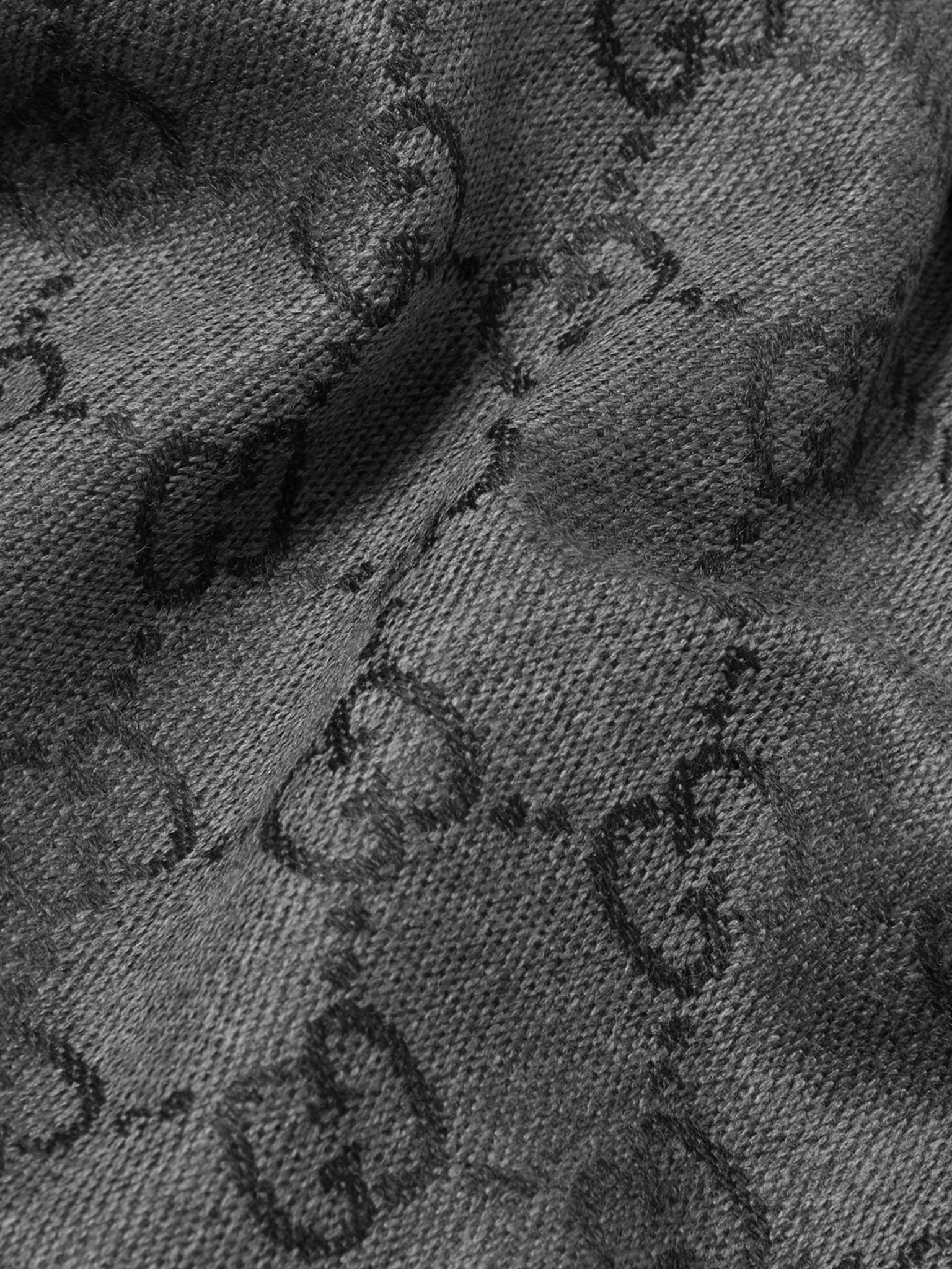 + NET SUSTAIN Sten reversible fringed organic wool-jacquard scarf Anthracite - 3